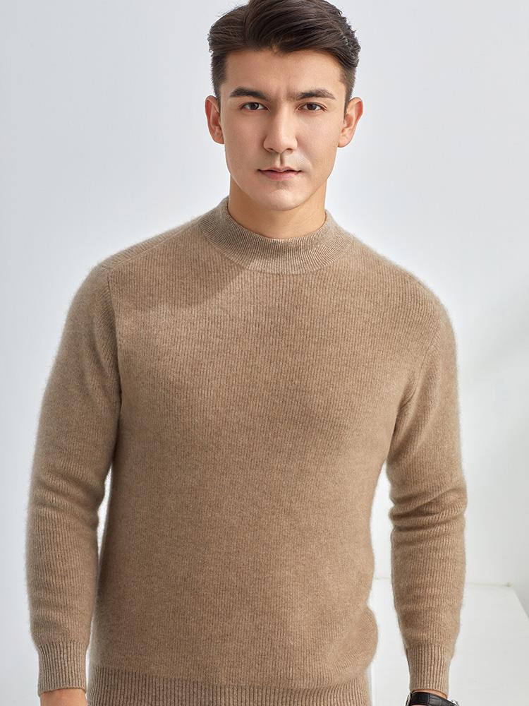 Мужской кашемировый свитер свободного кроя с полувысоким воротником на осень/зиму - деловой повседневный стиль