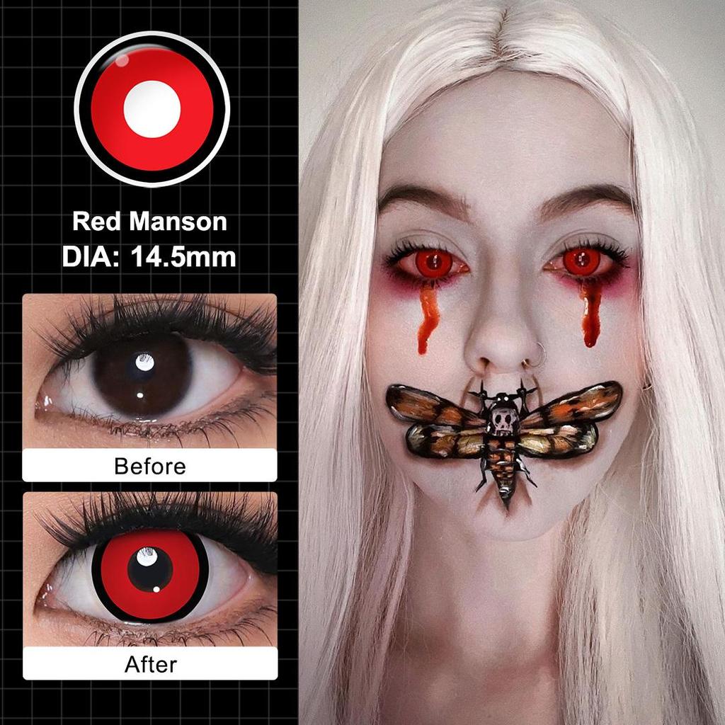 Crazy Lenses Magister Контактные линзы для Хэллоуина Красные контактные линзы для косплея Аксессуары для аниме Шаринган/Какаши Мангекё/Саске Гексаграмма