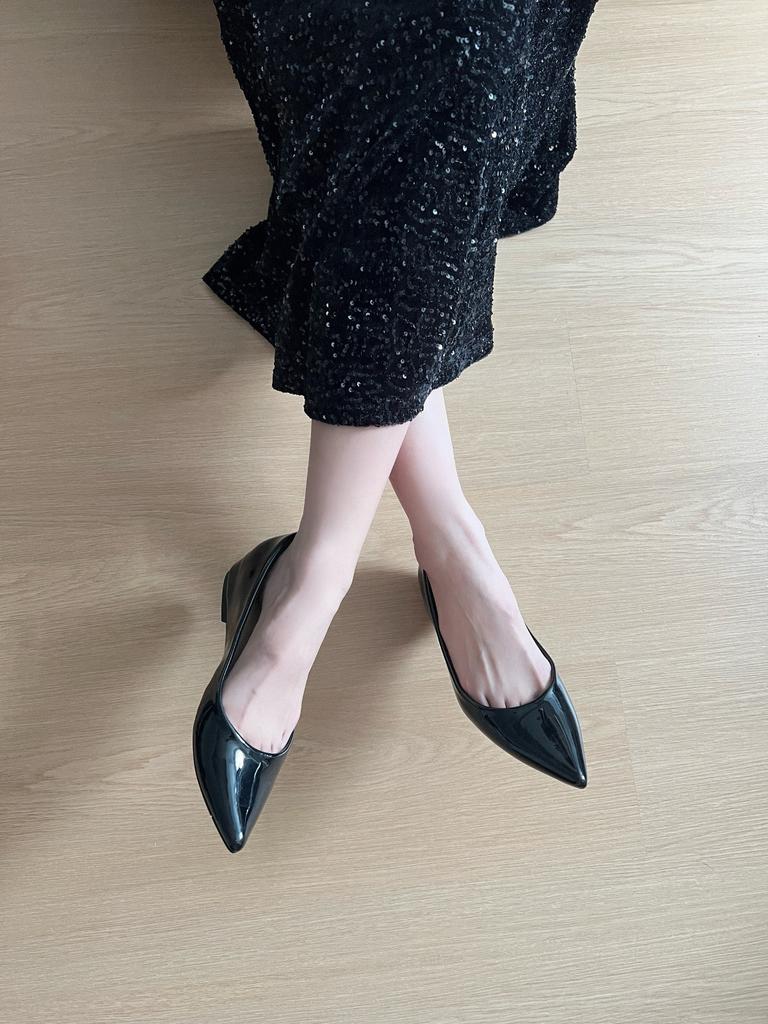 French sexy pointed head inner height increase of 5 cm shallow mouth women's shoes versatile temperament finger seam single shoes women's commu