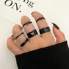 Trendy Punk Black Butterfly Snake Rings Set for Women Geometric Hollow Ring Jewelry