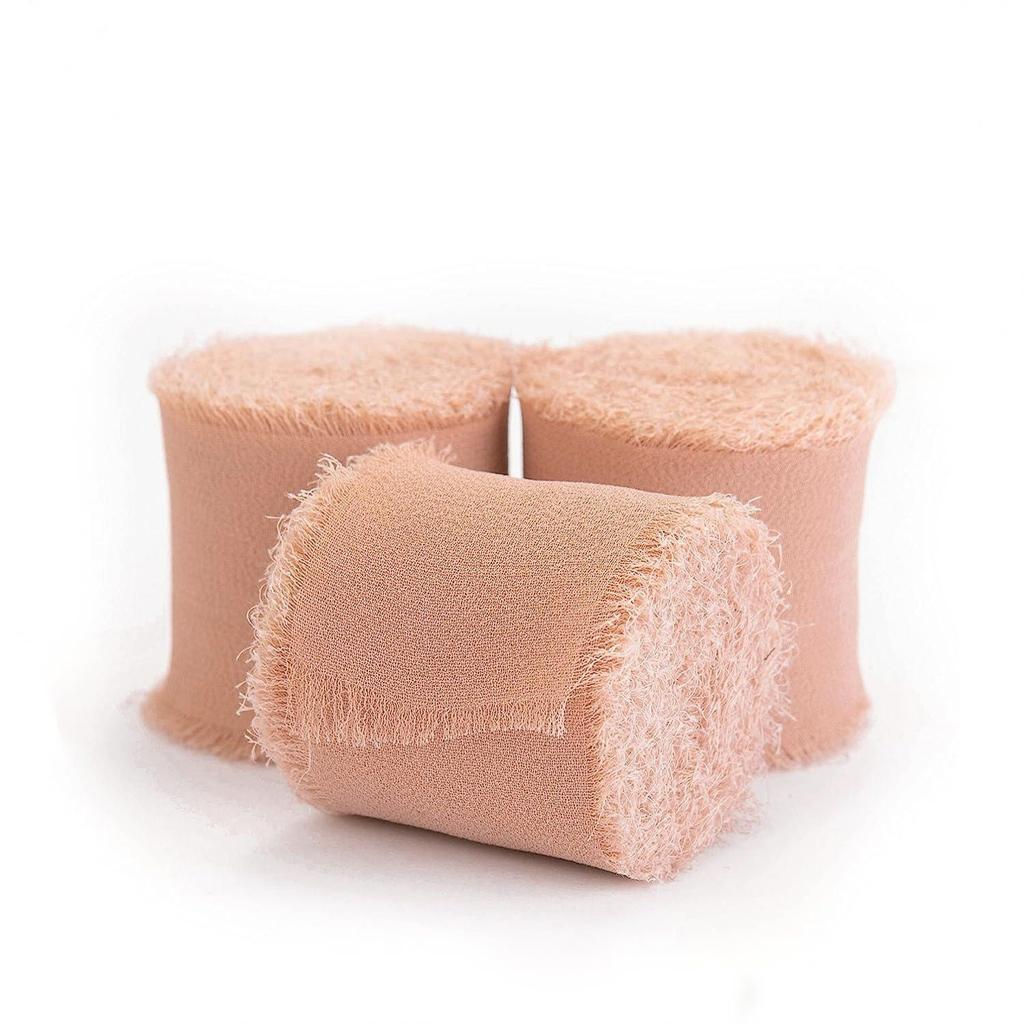 Elegant Ins Hand Torn Burlap Ribbon Chiffon Ribbon Dried Rose Color Wedding Flower Tie Hand Bouquet Ribbon Fluttering Ribbon Home Decoration