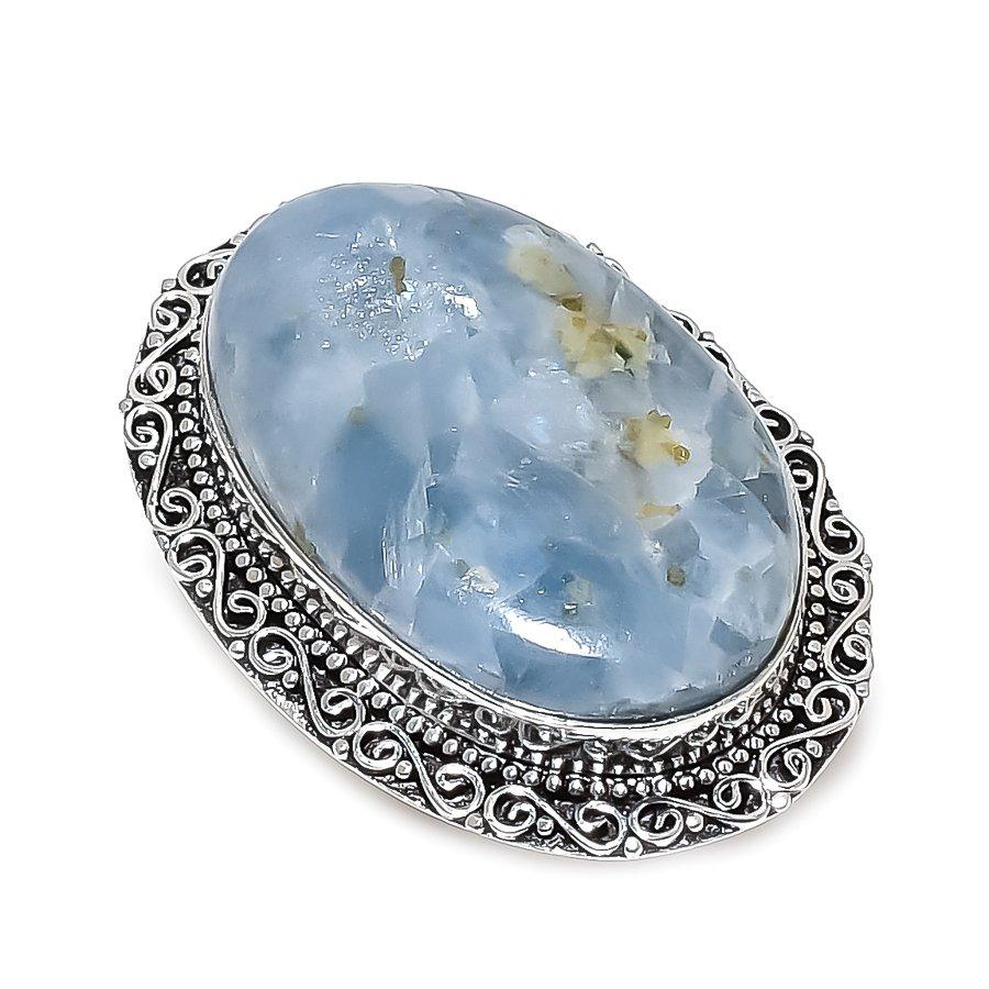 Кольцо из серебра 925 пробы с натуральным аквамарином, размер 9,5 T4o83