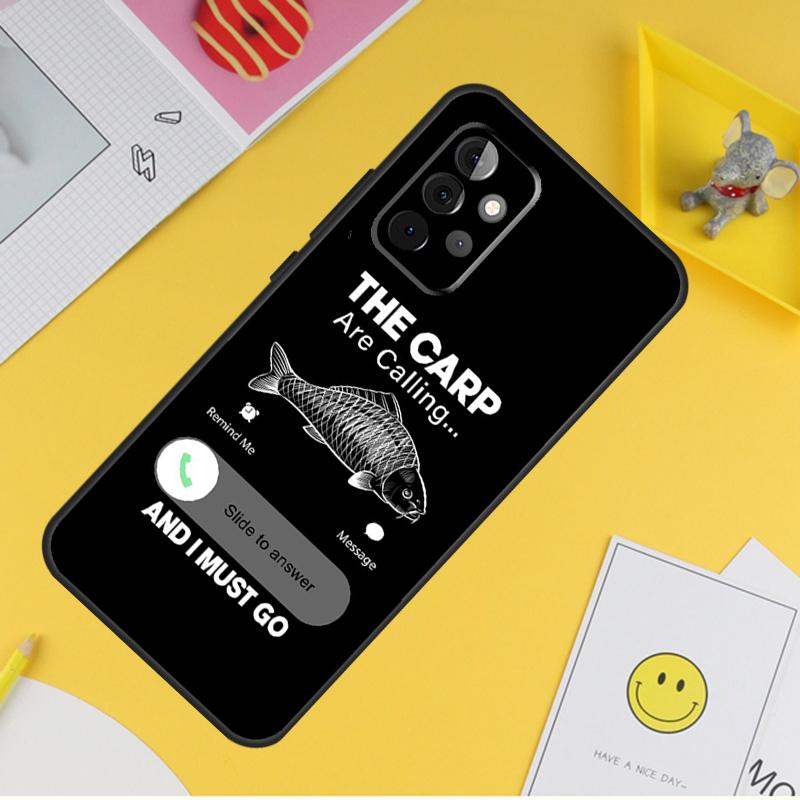 Carp Fish Fishing Rod Case For Samsung Galaxy A55 A35 A25 A15 A51 A71 A12 A32 A52 A13 A33 A53 A14 A34 A54 Coque