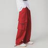Unisex Red Retro Street Hip-Hop Wide-Leg Overalls