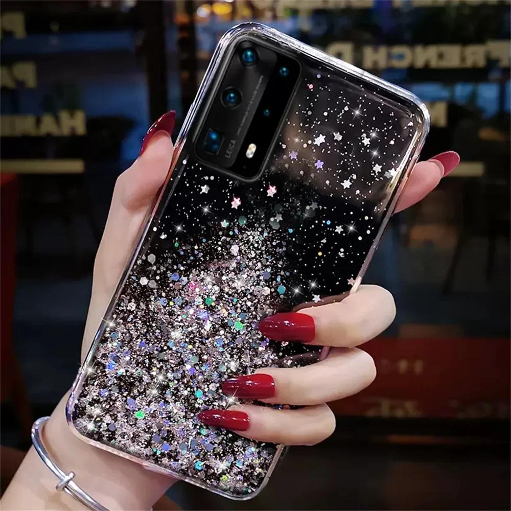 Роскошный Блестящий Прозрачный Чехол для Телефона с Блестками для Samsung Galaxy A01 Core A11 A21S A31 A41 A51 4G A71 5G Чехол-Блестка
