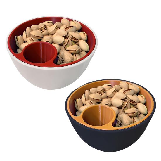 Напечатанная на 3D-принтере миска для семян и орехов, тарелка для закусок с контейнером для шелухи, многофункциональные сервировочные миски 2-в-1 для фисташек, подсолнечника