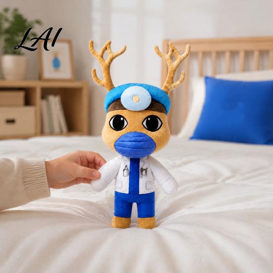 Stuffed Animal Gift for Birthday Funny Plush Doll with Career Uniform 10 Inch Cute Doctor PP Cotton Filled Animals Toy Horror Game Fans Soft