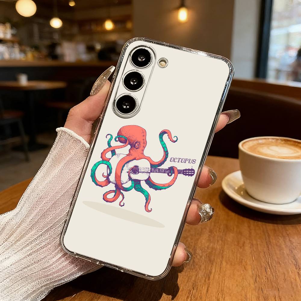 O-Осьминог S-Морские Животные O-Океан Чехол для Телефона Для Samsung S25,S24,S21,S22,S23,S30,Ultra,S20,Plus,Fe,Lite Прозрачный Чехол