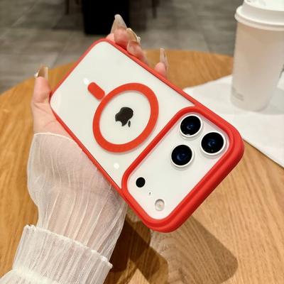 Простой магнитный чехол для iPhone 17 Air 17Pro Max 16e 15 Plus 14 13 12 mini 11 Pro Max Magsafe Прозрачная задняя крышка для беспроводной зарядки