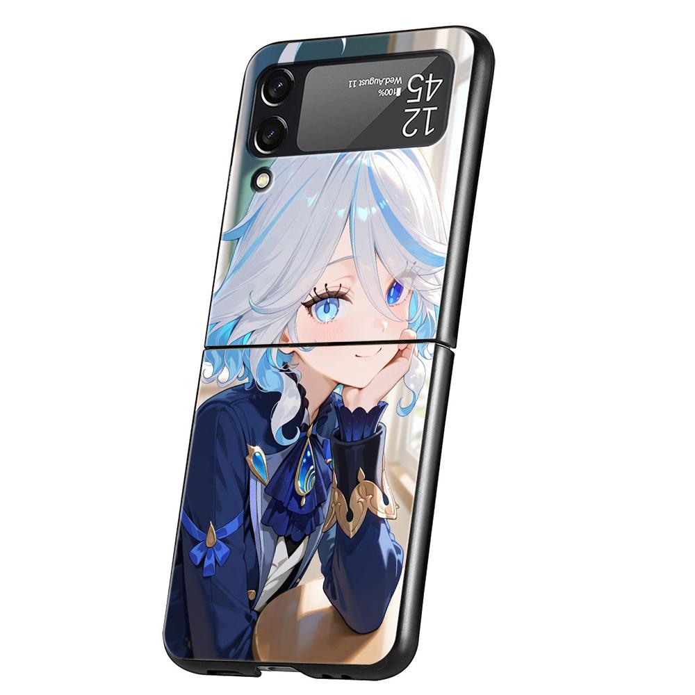 Чехол для телефона Genshin Impact Милая Фурна для Samsung Galaxy Z Flip 3 4 5 6 7 Жесткий Складной ПК Для Samsung Z Flip4 Flip5 Чехол