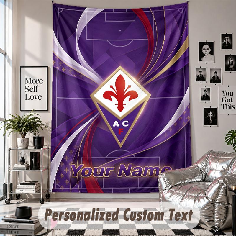 Custom Tapestry Wall Hanging, Fiorentina FC Personalized Name Text Home Wall Decor