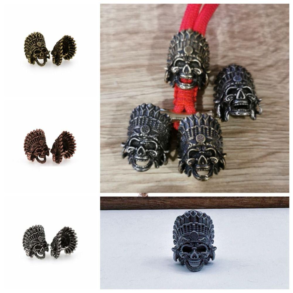 Copper Brass Crown Skull Beads Crown Outdoor Tools Brass EDC Skeleton Pendant EDC Outdoor Tools