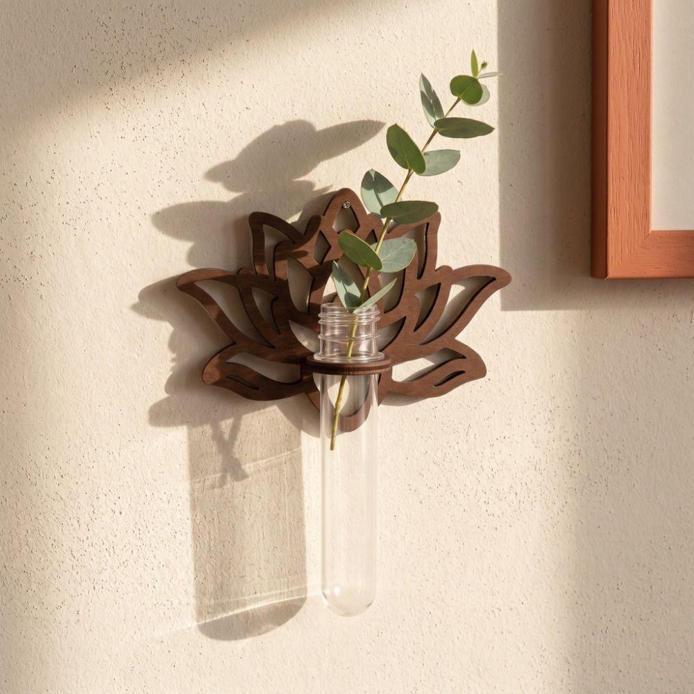 Wooden Lotus Shape Planter Holder Home Ornaments Wall Decoration Minimalist Flower Pot Living Room