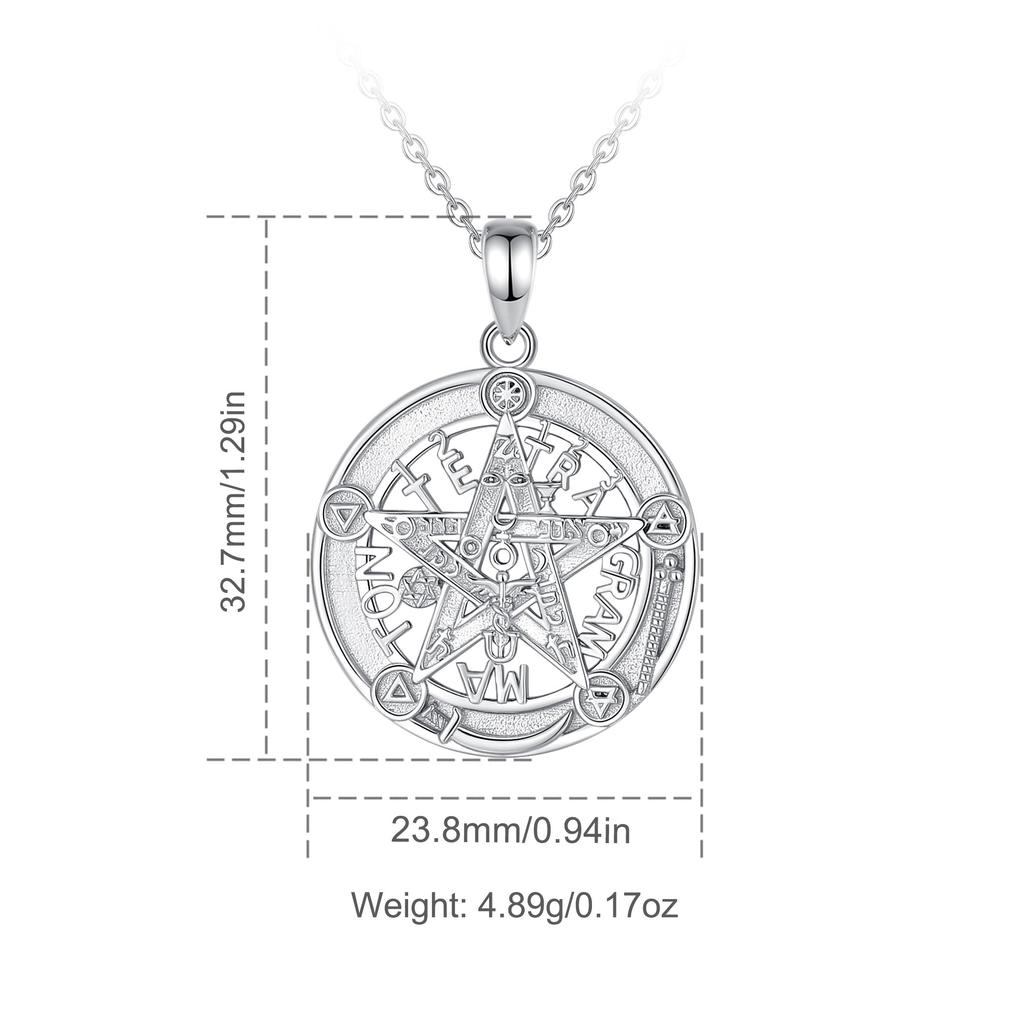 Eudora 925 Silver Pentagram Necklace Guardian Star Tetragrammaton Rune Amulet Pendant Jewelry Fine Gift For Men Women