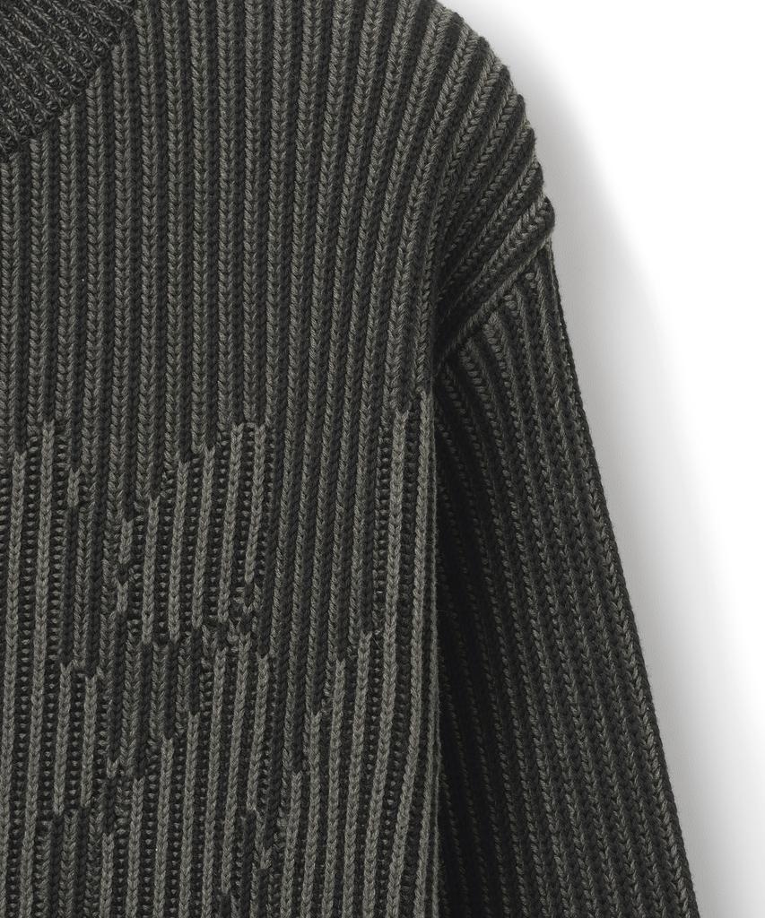 KNITTED Two-Tone Ribbed Logo Knit Black