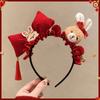 Pony Red Velvet Bow Hairband Cartoon Plush Hair Hoop Sweet New Year Headband  Photo Prop