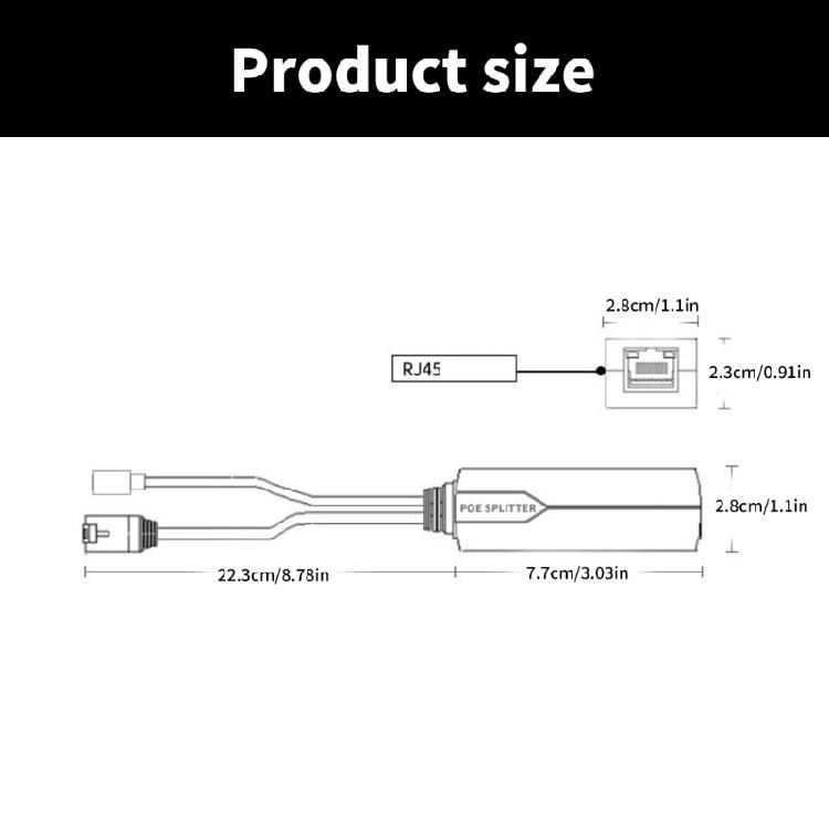 Прочный Пластиковый USB C POE Разветвитель POE в USB C Преобразователь Питания, 48В в 5В для Различных Устройств Устройства Низкого Напряжения