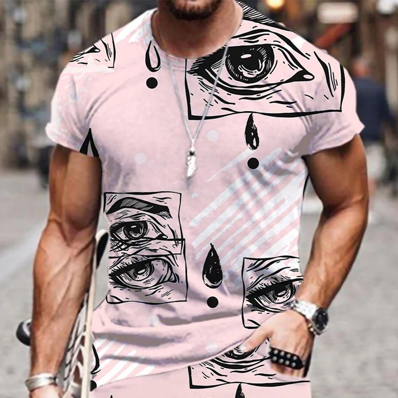 Летняя тенденция ресницы граффити 3D печатная футболка для мужчин повседневная модная футболка уличная мужская дизайнерская одежда негабаритные футболки