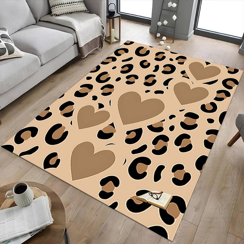 1PC Leopard print Heart Non-Slip Floor carpet, suitable for Office, bedroomand playrooms. It can also be used as a sofa footrest cover-T40