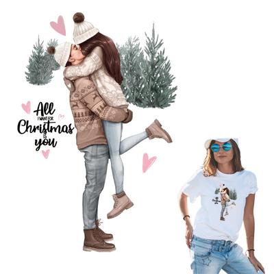 Романтическая рождественская нашивка Lover'Parches Ropa, термопресс, футболка с аппликацией, наклейки на одежду, толстовки, сделай сам, теплопередача, художественные ремесла