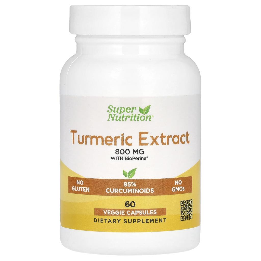 Turmeric Extract, Standardized To 95% Curcuminoids and Bioperine® Black Pepper Extract, 800Mg, 60 Veggie Capsules