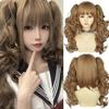 Roman Curly Synthetic Lolita Curly Hair With Bangs Golden Anime Wig Oberl Woman Party Cosplay Wig
