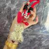 Golden Chinese Lion Dance Keychain Charm