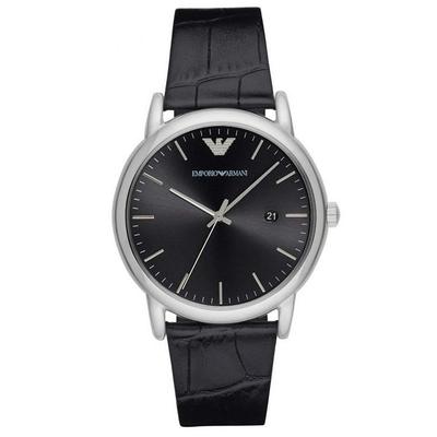 Черный кожаный ремень с отображением даты Часы AR2500 [Emporio Armani] Мужские [Товар]