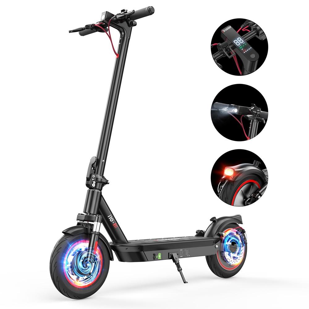 iScooter i10 10" Electric Scooter for Adults - 45KM Range, 650W Motor, Dual Suspension & Air Tires | 40KM/H Speed & 120KG Load(NO ABE)