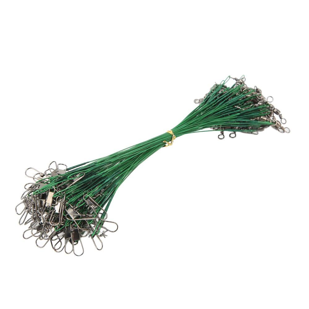 100PCS Steel Wire Leaders with Snaps Leader Wire Portable Fishing Wire Leaders Fishing Accessories