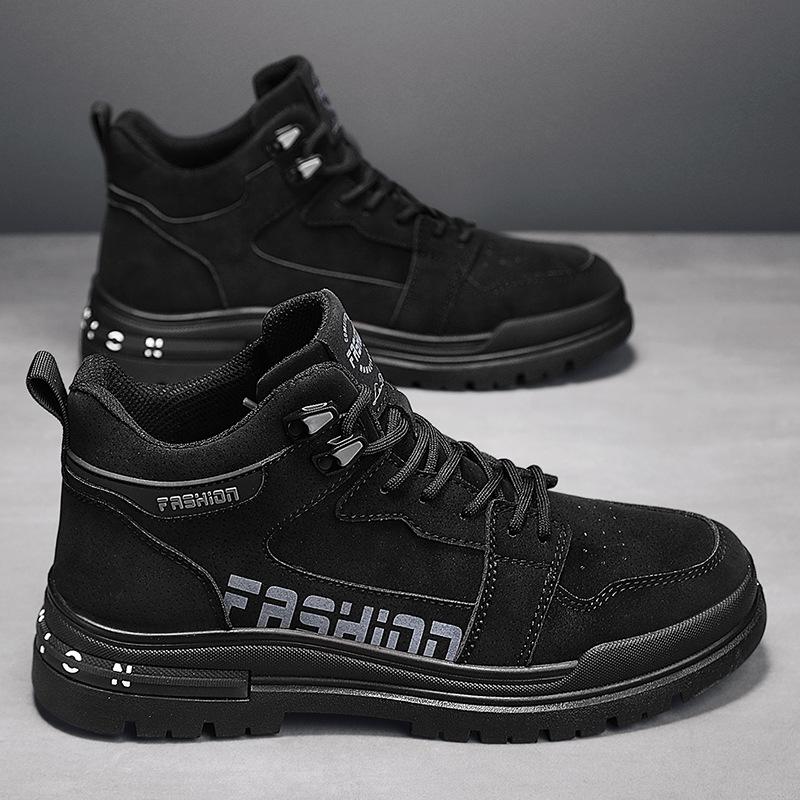 Men's Shoes Spring 2024 New Trend Sports Martin Boots Men's Non-slip and Wear-resistant Construction Site Thick-soled Work Safety Shoes