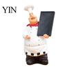 Blackboard Chef Ornament Figurine, Resin Countertop Table Decoration, Funny Statue with Restaurant Kitchen Decoration Seasoning Bottle/Bottle