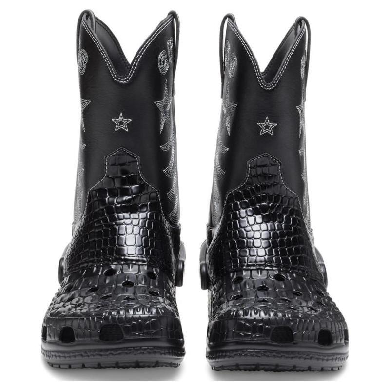 Crocs Классические ковбойские сапоги из денима с круглым носком Унисекс 'Черный'
