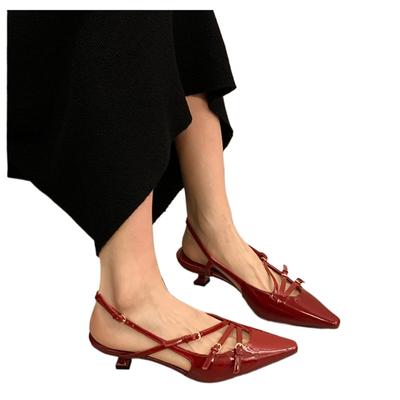 Летние женские туфли с острым носком, босоножки с пряжкой, туфли на среднем каблуке, туфли-лодочки из лакированной кожи, слипоны, Zapatos Mujer