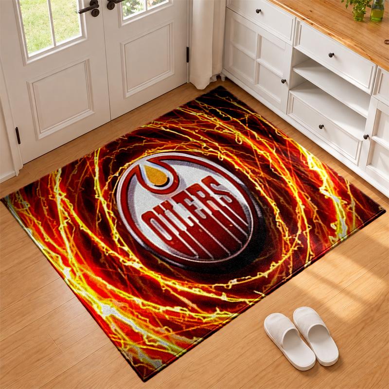 Edmonton Oilers Carpet Door Mat for Living Room or Bedroom Protective Mat Under Chair Office Decoration Christmas Gift Birthday Present