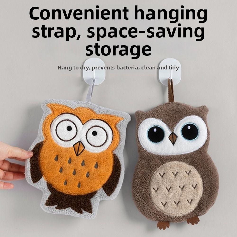 Hangable Kitchen Handkerchief Soft Cleaning Cloth High Quality Owl Hand Towels Kitchen Home