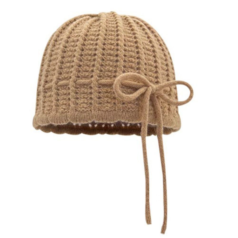 Вязаная шапка с бантом в корейском стиле, универсальная шапка без полей, индивидуальная вязаная крючком шапка-пуловер, весна