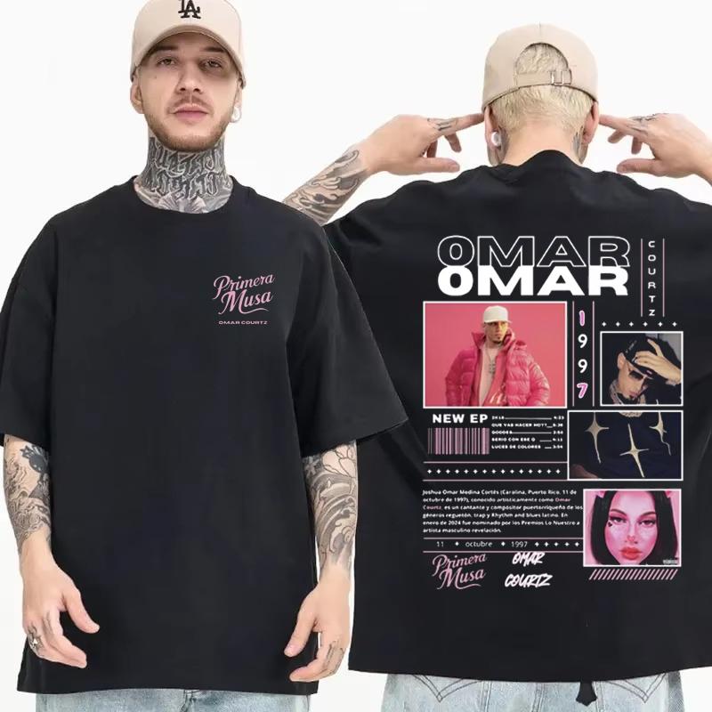 2025 Summer Omar Courtz Primera Musa Album Tour Merch 100 Pure Cotton Printed Tshirt Men Hip Hop Fashion Casual Short Sleeve