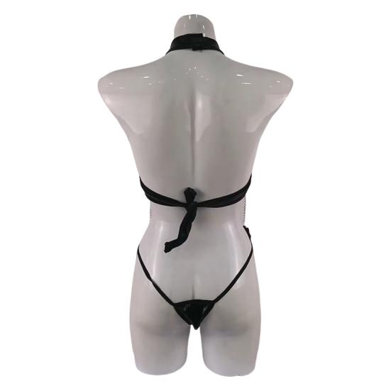 Женский сексуальный боди с глубоким вырезом на спине без рукавов кружево гладкое искусственное кожаное кольцо обруч декор