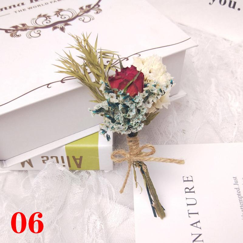 1 букет растений из гипсофилы, пампасной травы, мини-натурального букета из сушеных цветов, настоящая роза