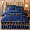 Стеганый бархатный комплект постельного белья Queen King Size, двуспальная кровать, пододеяльник, кружевная юбка на молнии, европейские однотонные 2 наволочки