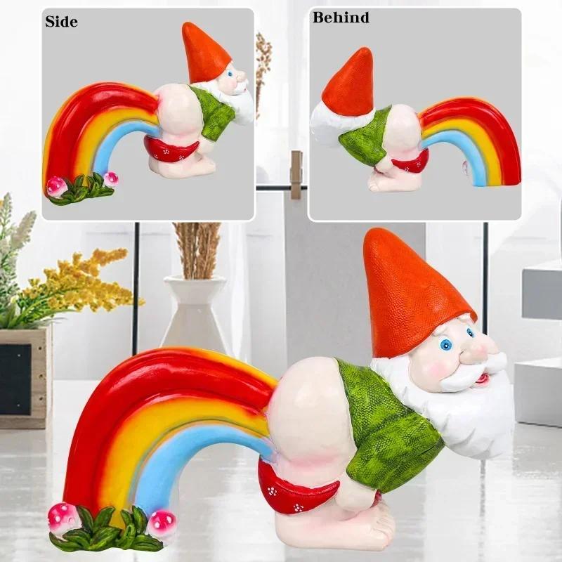 Счастливый сад Радужный пукающий карлик Гном Микро Ландшафтные поделки Гном Украшение Забавный гном Подбрасывает Статую Бонсай Домашний Декор