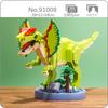 91008 Jurassic Period Dilophosaurus Dinosaur Monster Animal DIY Mini Diamond Blocks Bricks Building Toy for Children No Box