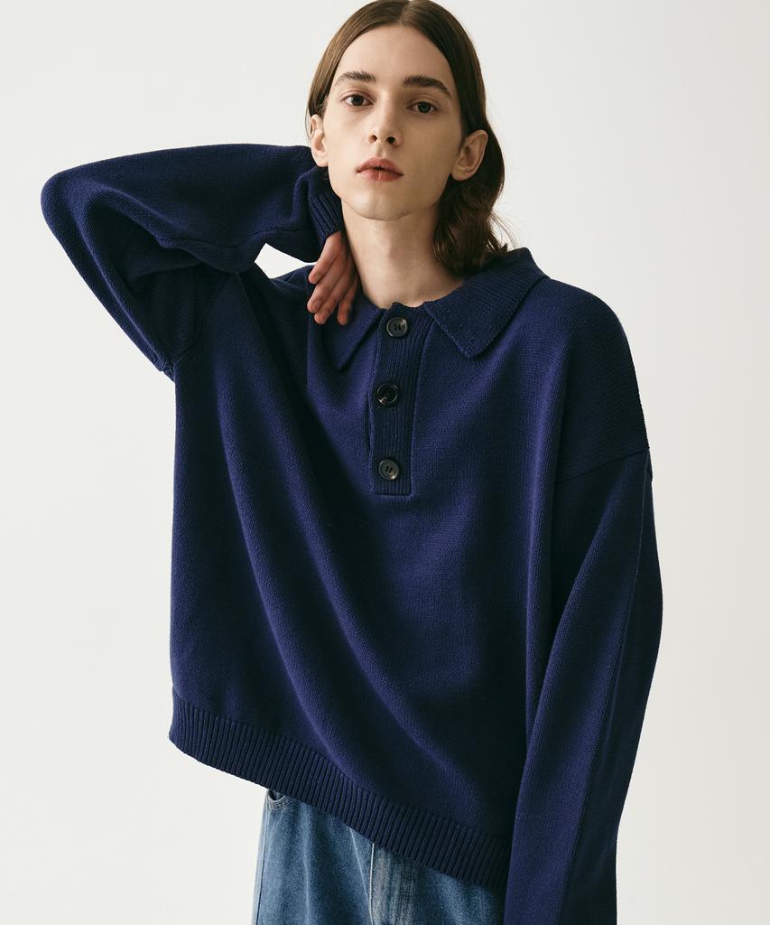 AVANDRESS Kamen Collar Knit Navy