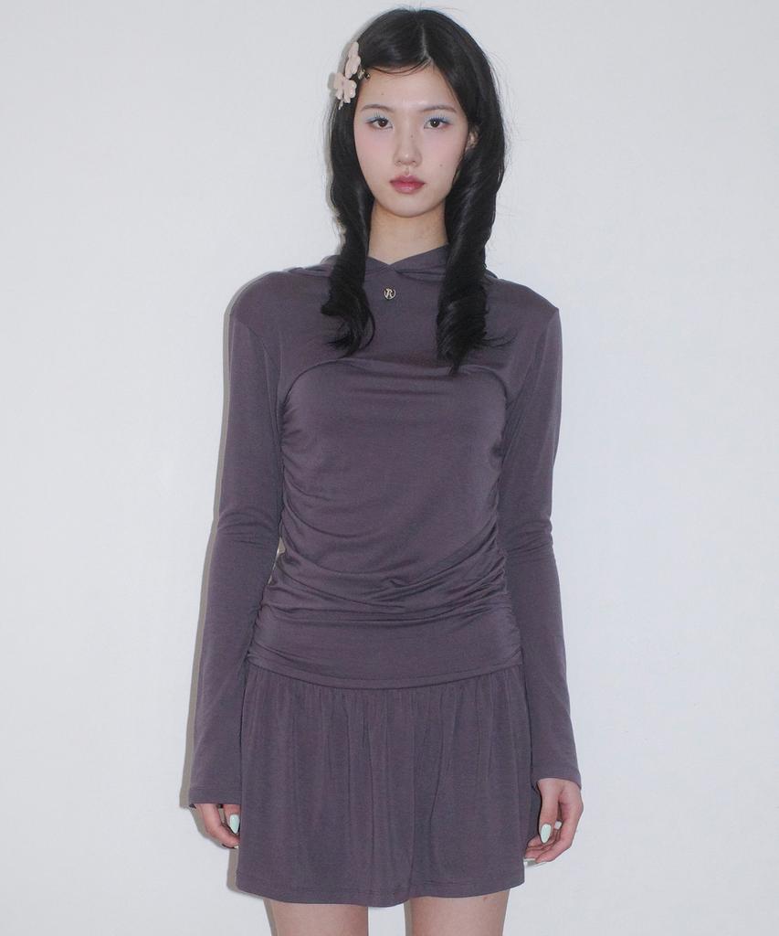 Faike Hooded Princess Line Drop Dress_Purple