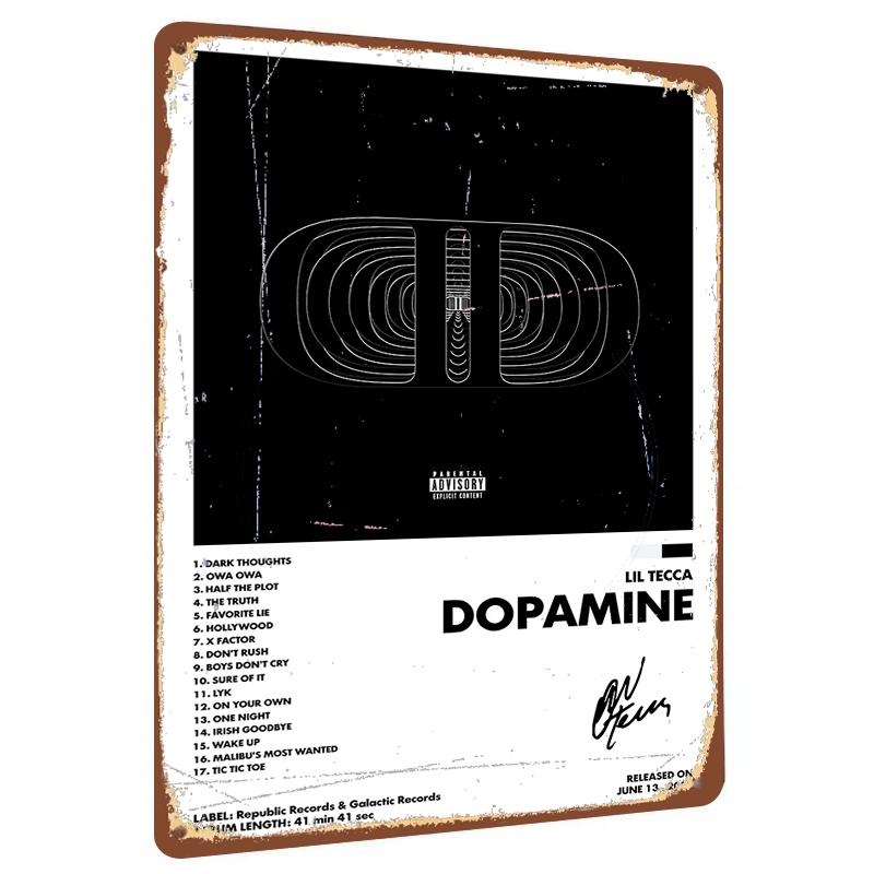 Lil Tecca Dopamine Album Cover Custom Metal Wall Art Music Decor for Bedroom Living Room