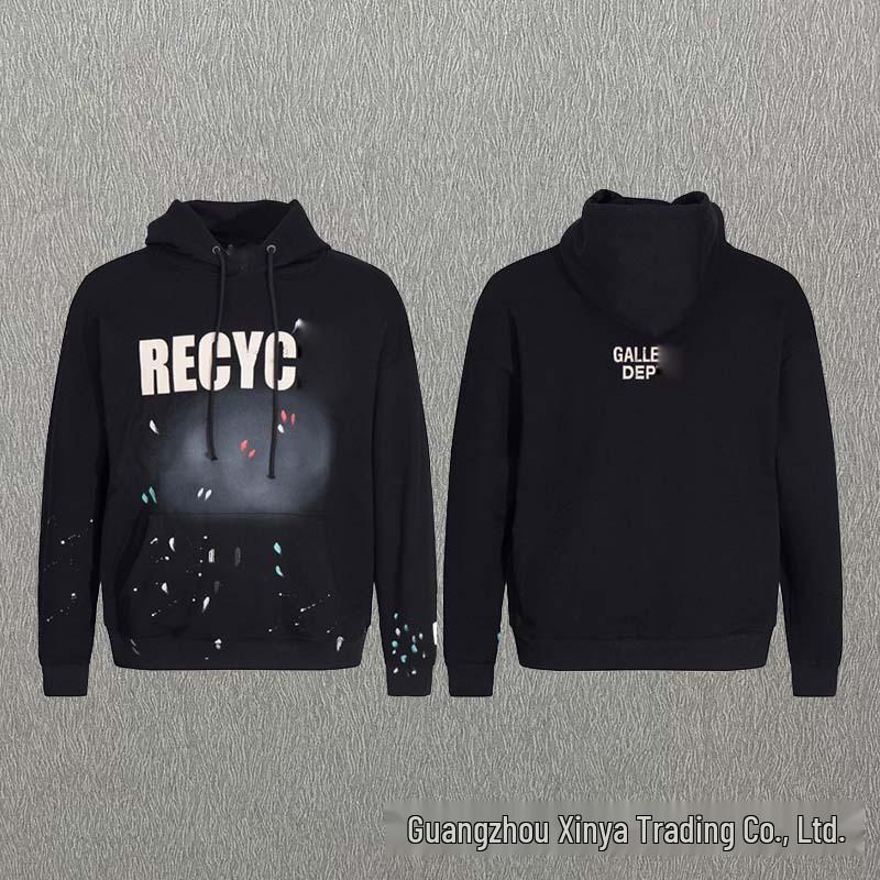 GALLERY DEPT Ink Splatter Graffiti Unisex Cotton Hoodie Set - Autumn Loose Fit