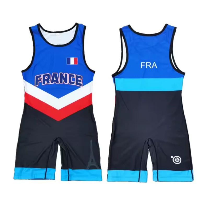 Sublimation Full-Body Wrestling Singlet Men Women Weightlifting Competition Training
