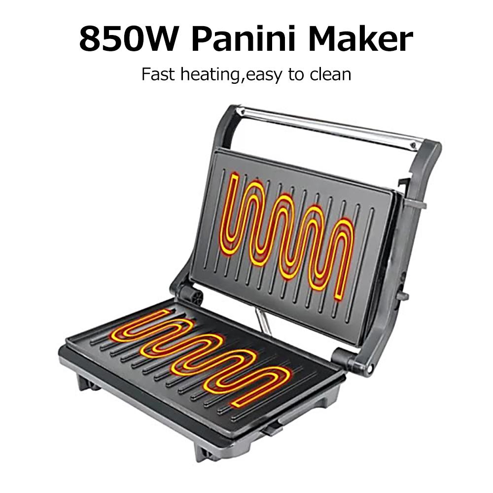 Panini Maker Бытовая машина из нержавеющей стали мощностью 850 Вт с антипригарным покрытием Стейк-машина Сэндвич-машина