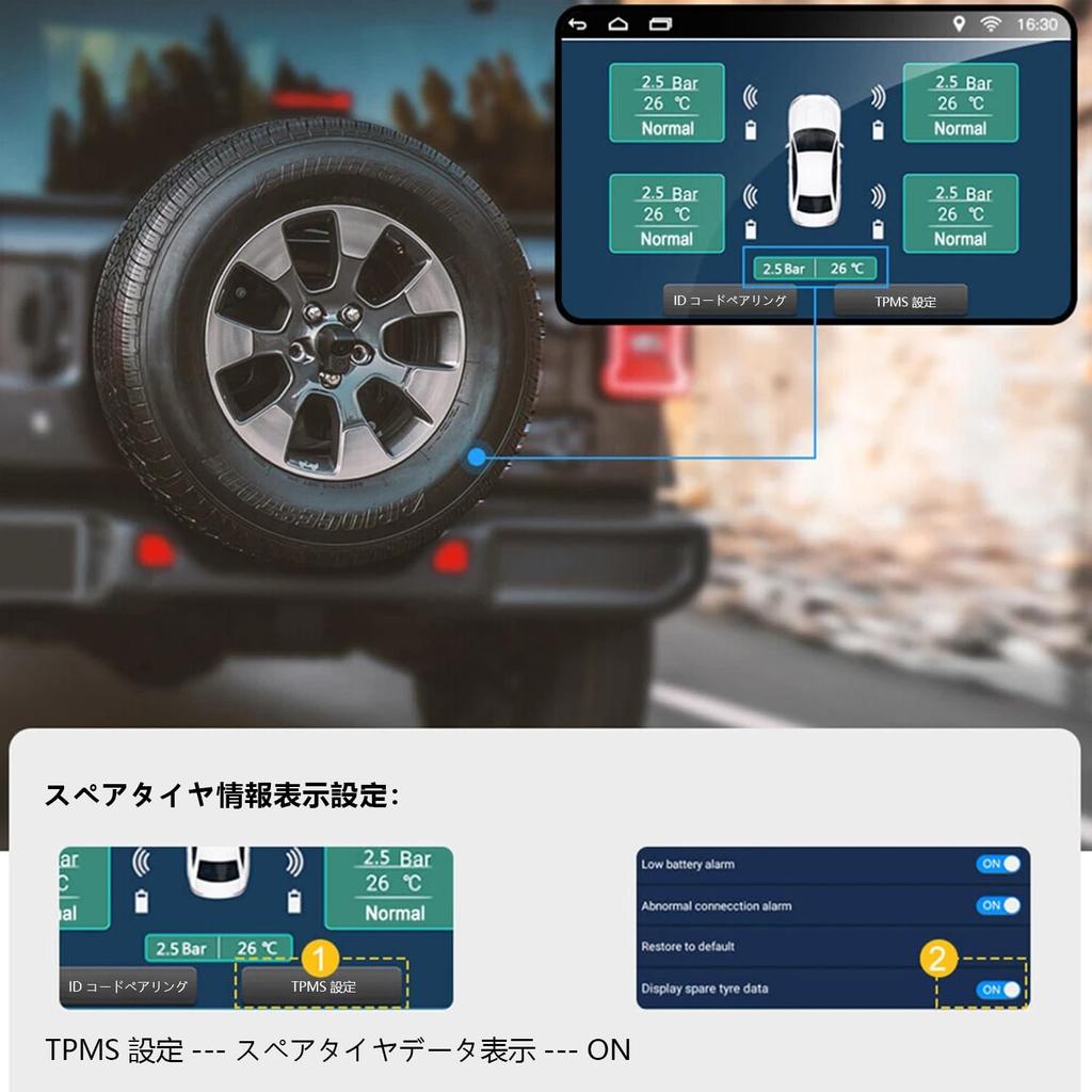 Датчик давления в шинах Stynxro для Android-навигации, TPMS 4 внешних датчика, Android Car DVD